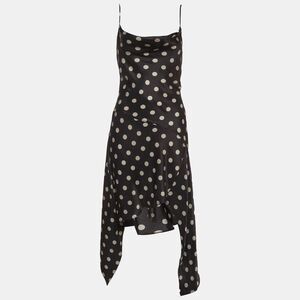 Nicholas Black Polka Dot Satin Draped Galira Dress M